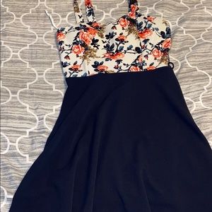 Flower/ navy blue dress